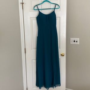 Peacock Moira Azazie bridesmaid dress